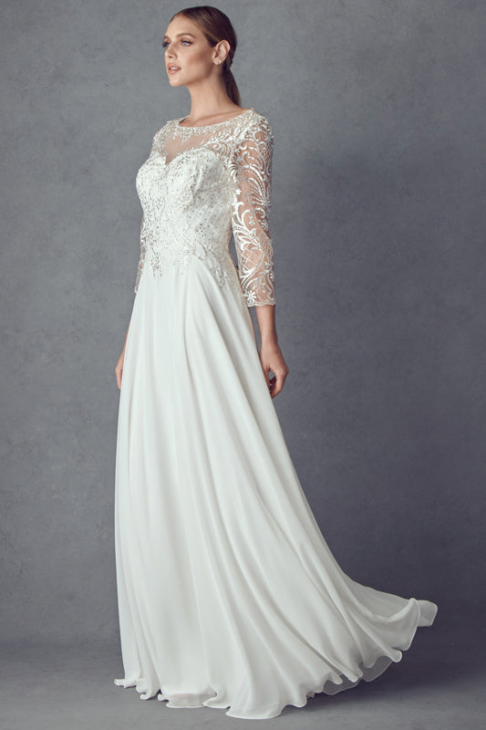 Juliet M11 mother of the bride dress front three-quarter view