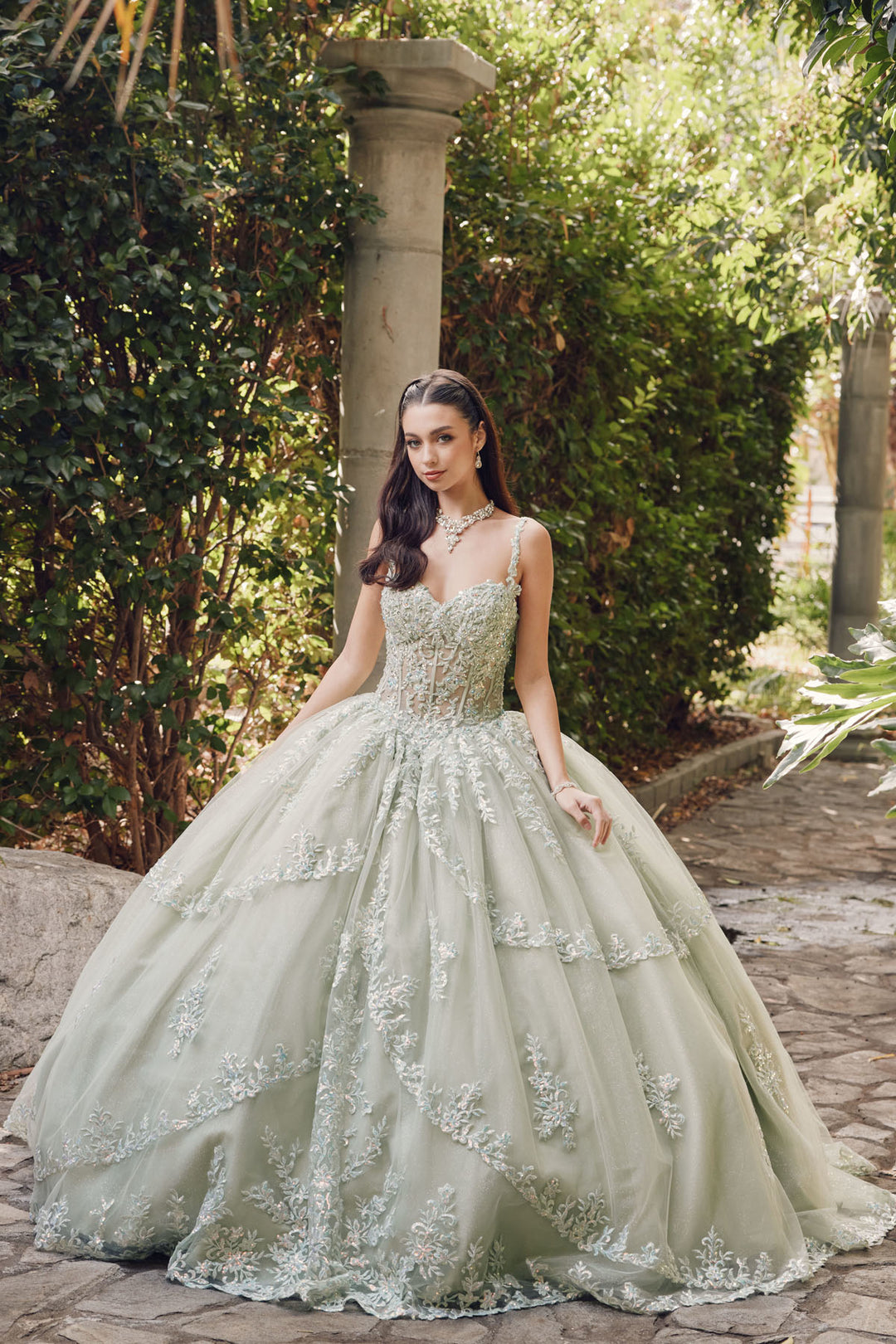 Juliet JT1450J ball gown front waist view