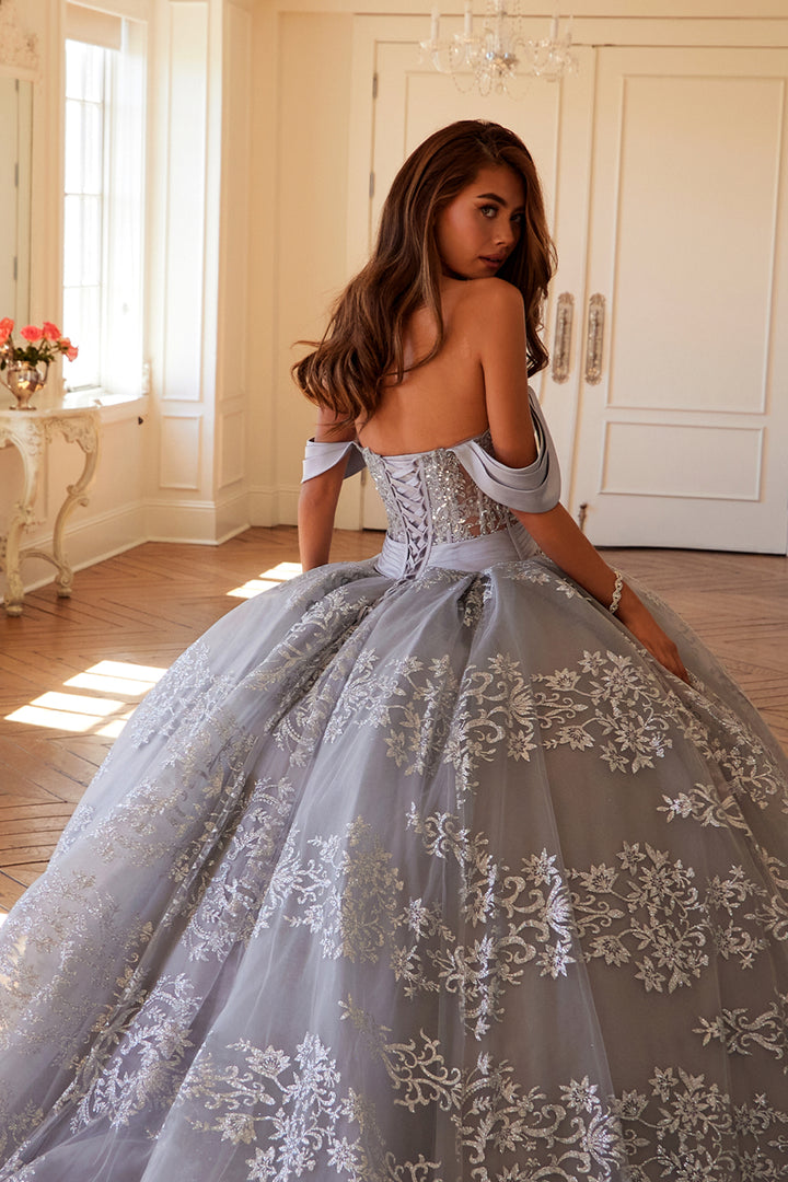 Juliet JT1488H quinceanera ball gown back view, option 3