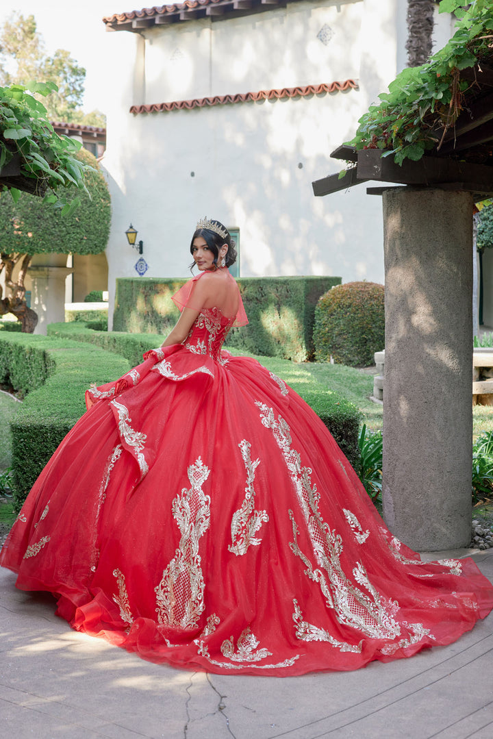 Juliet JT1511H quinceanera ball gown back view with train, option 2