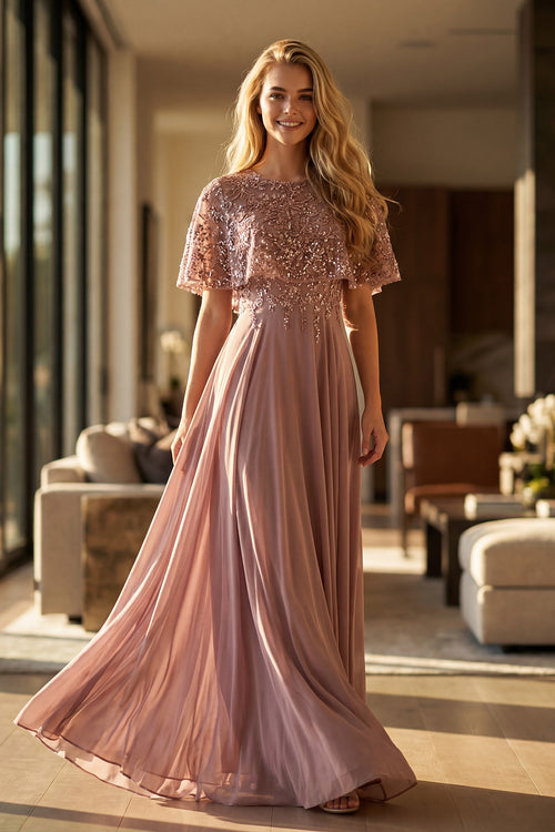 Juliet JTM21L Beaded Flutter Sleeve Mother of the Bride Dress