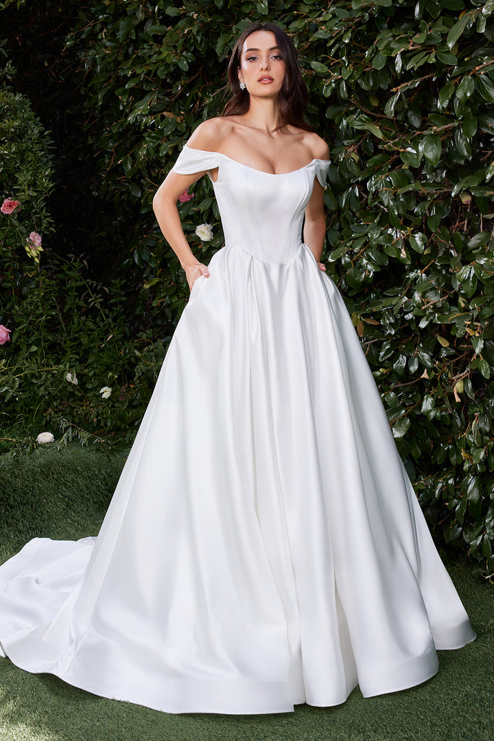 Ladivine WN015 bridal gown in off white, front view