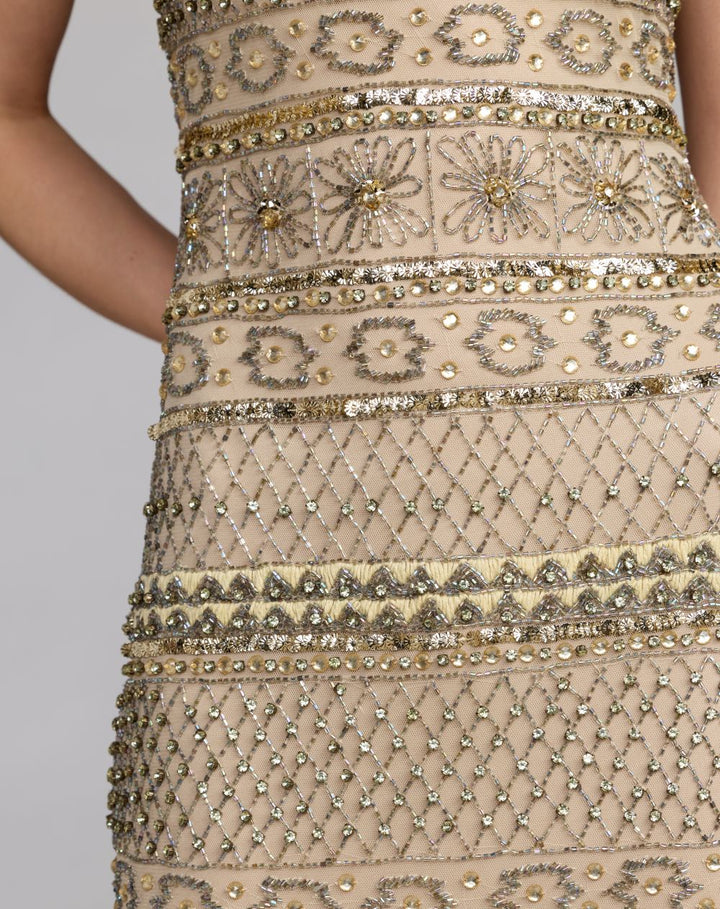Mac Duggal 10114 Sleeveless Square Neck Beaded Gown