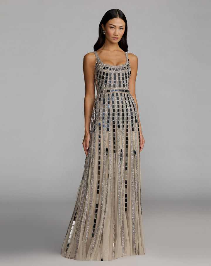 Mac Duggal 10179 Mirror Embellished Sleeveless Evening Gown