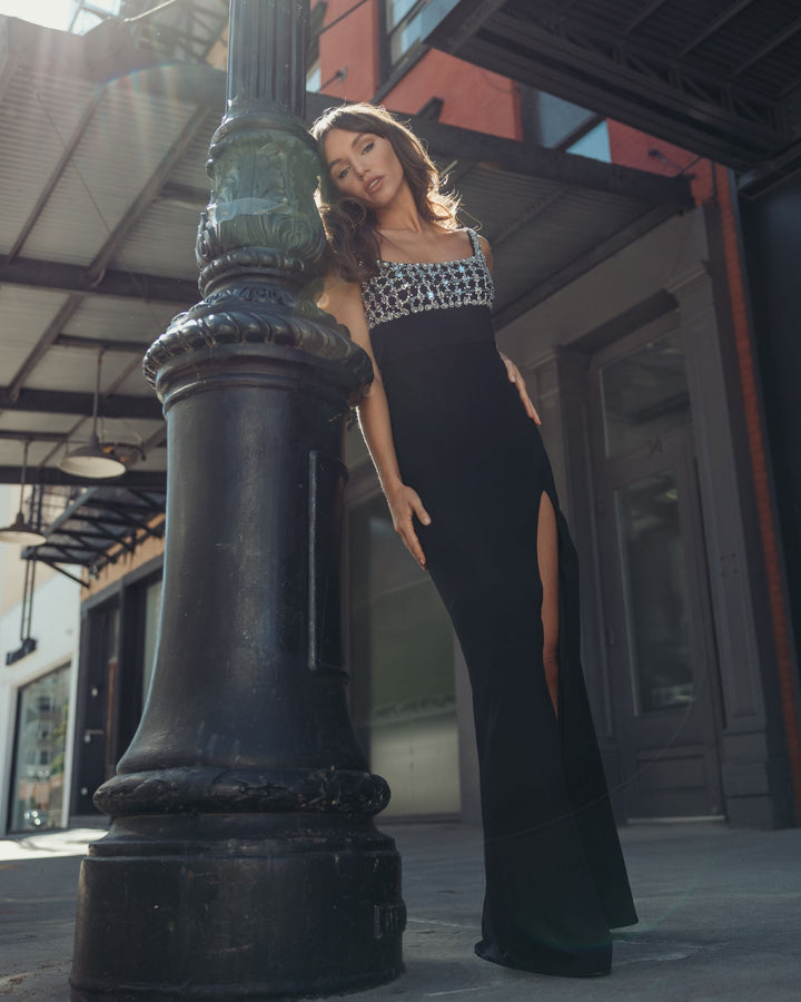 Mac Duggal 11884 Sleeveless Crepe Gown With Embellished Bodice