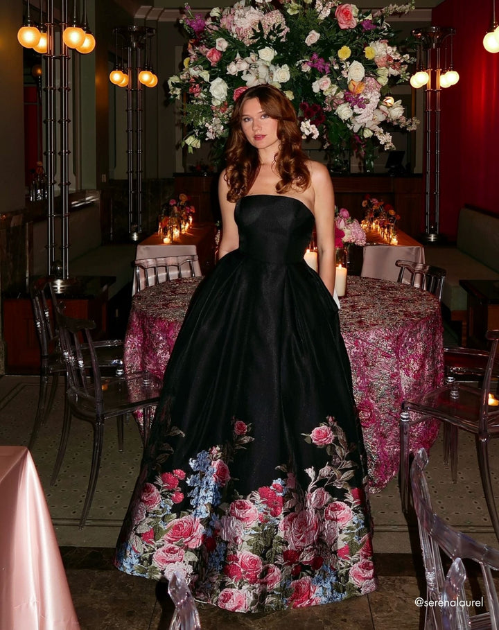 Mac Duggal 11970 Strapless Floral Brocade Ballgown