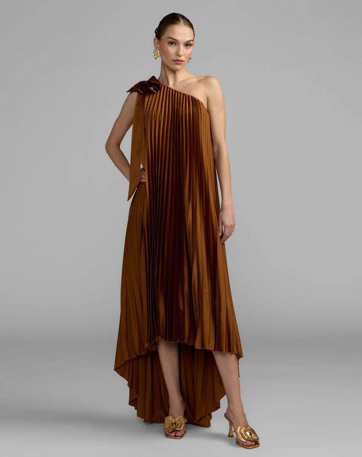 Mac Duggal 13308 Pleated One Shoulder High Low Trapeze Gown