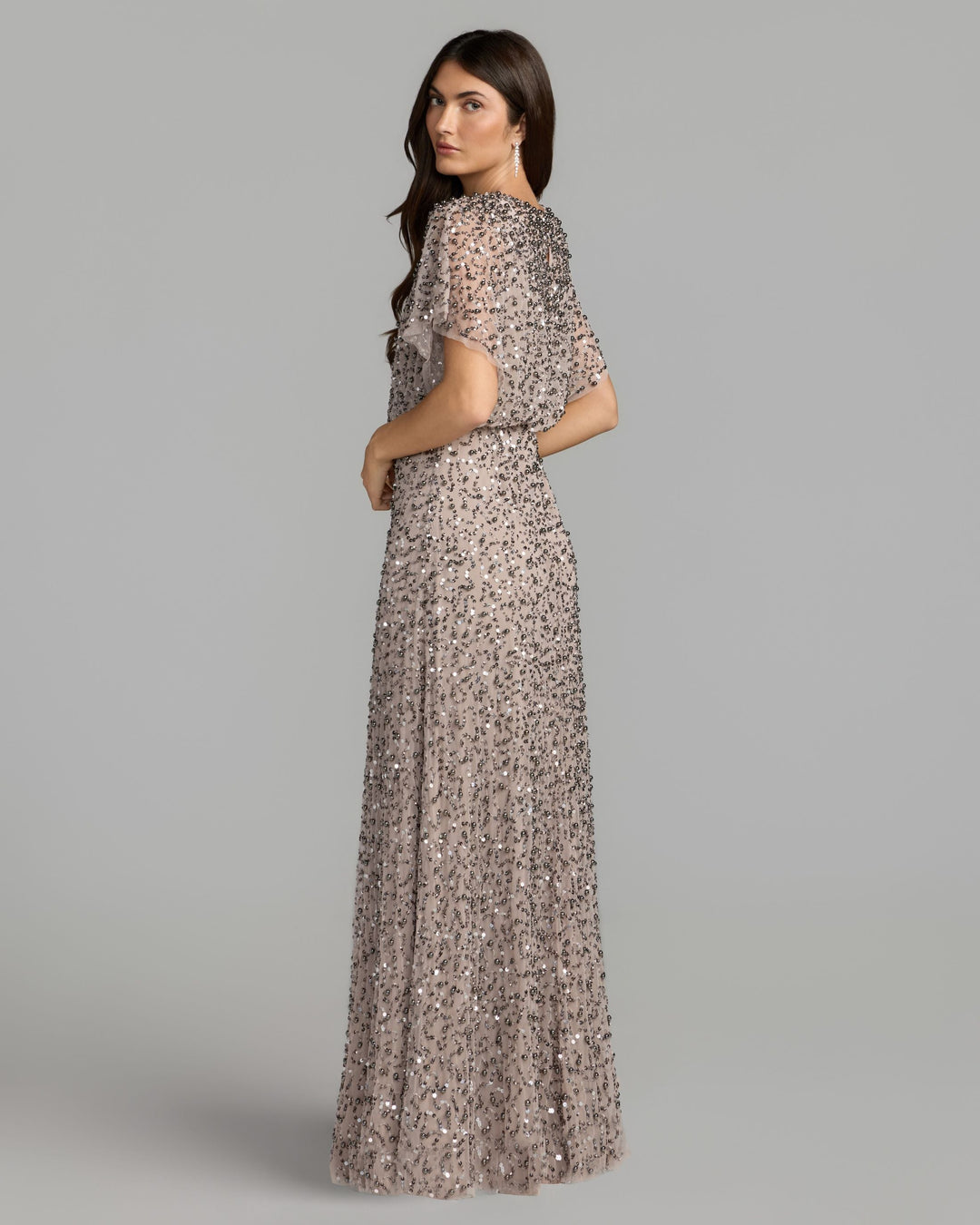 Mac Duggal 14523 High Neck Short Sleeve Embellished Gown Dress