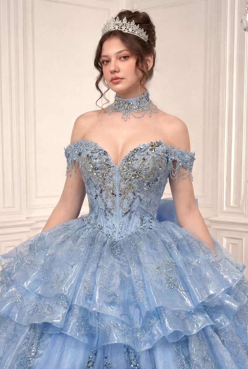 Ladivine 15742 Convertible Off-Shoulder Corset Quinceañera Ball Gown to Mini Dress