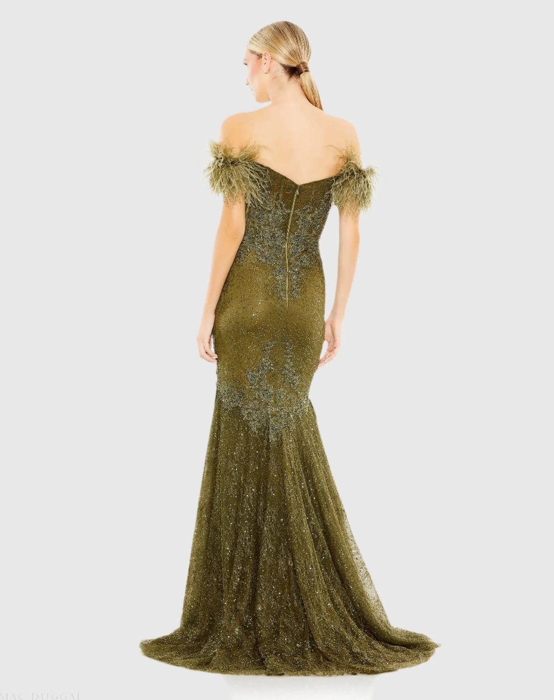 Mac Duggal 20246 Feathered Crystal Embellished Sleeveless Gown