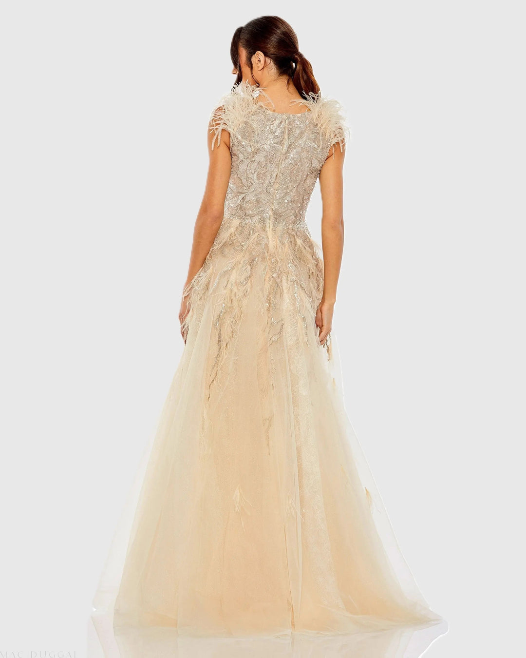Mac Duggal 20259 Embellished Feathered Sleeveless A Line Gown