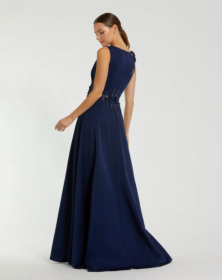 Mac Duggal 20365 Floral Applique Sleeveless A-Line Gown