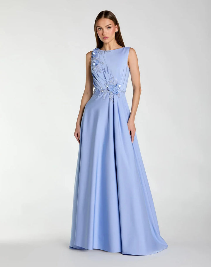 Mac Duggal 20365 Floral Applique Sleeveless A-Line Gown