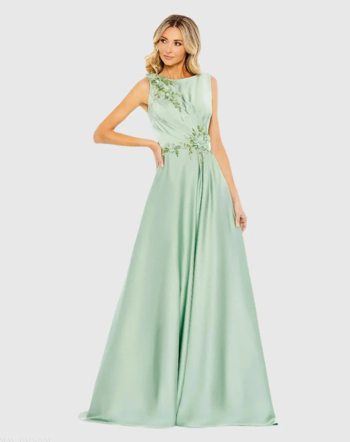 Mac Duggal 20365 Floral Applique Sleeveless A-Line Gown