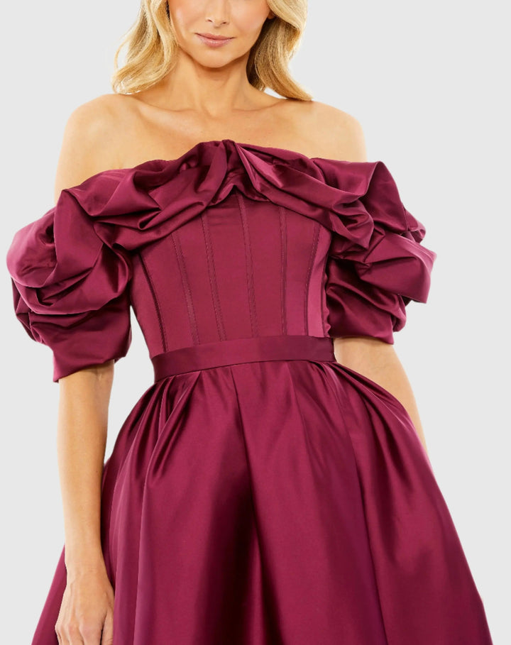 Mac Duggal 20706 Off The Shoulder Tea Length Dress