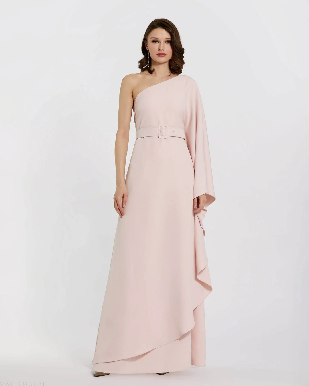 Mac Duggal 21049 Crepe One Sleeve Belted Kaftan Dress - FINAL SALE