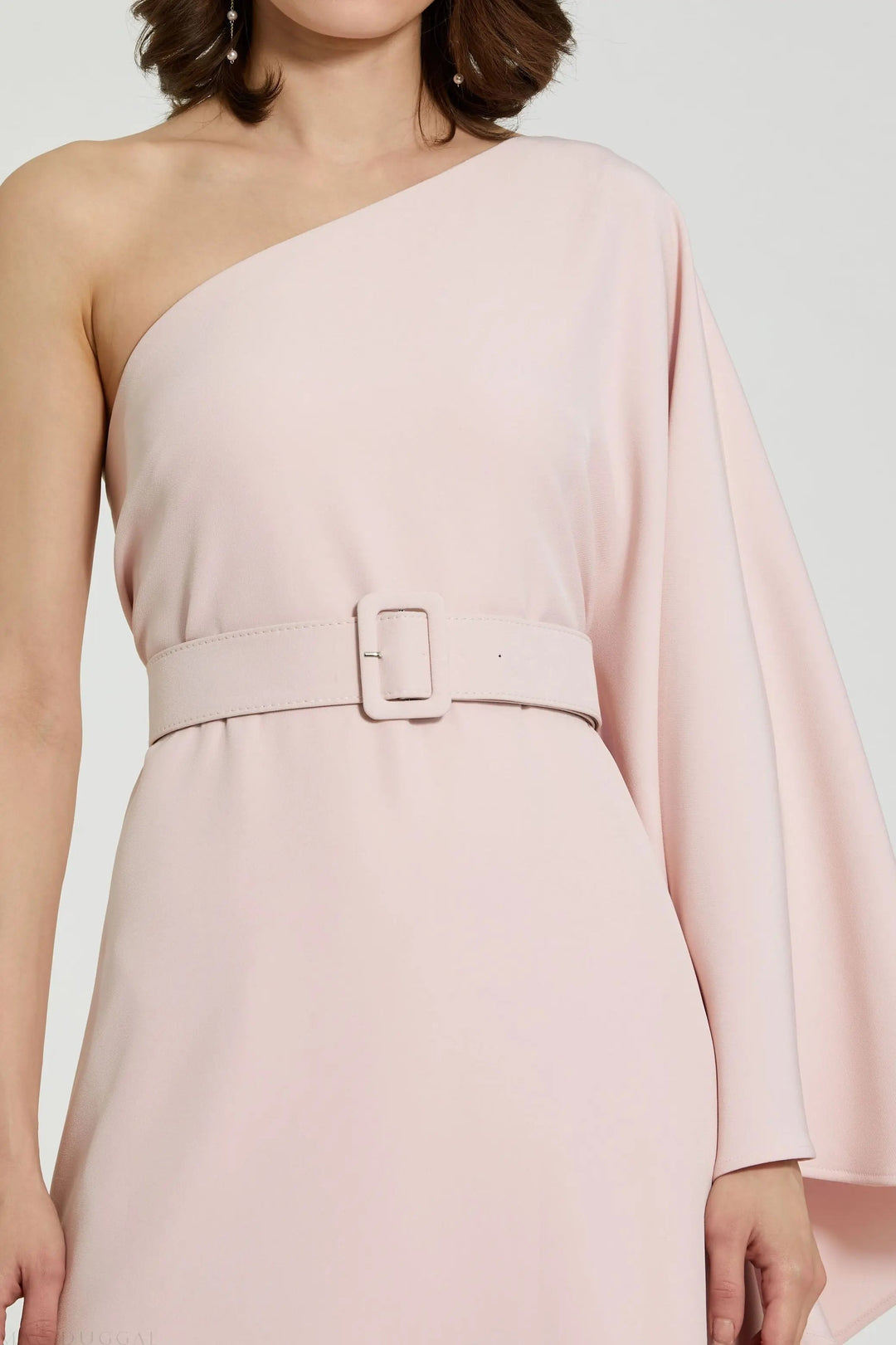Mac Duggal 21049 Crepe One Sleeve Belted Kaftan Dress - FINAL SALE