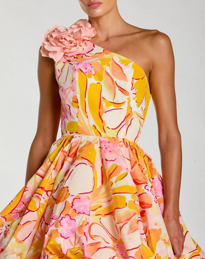 Multicolor One Shoulder Bubble Hem Faille Mini Dress - FOSTANI.com