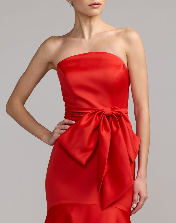 Mac Duggal 21253 Strapless Satin Mermaid Gown with Oversize Bow