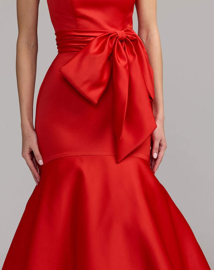 Mac Duggal 21253 Strapless Satin Mermaid Gown with Oversize Bow
