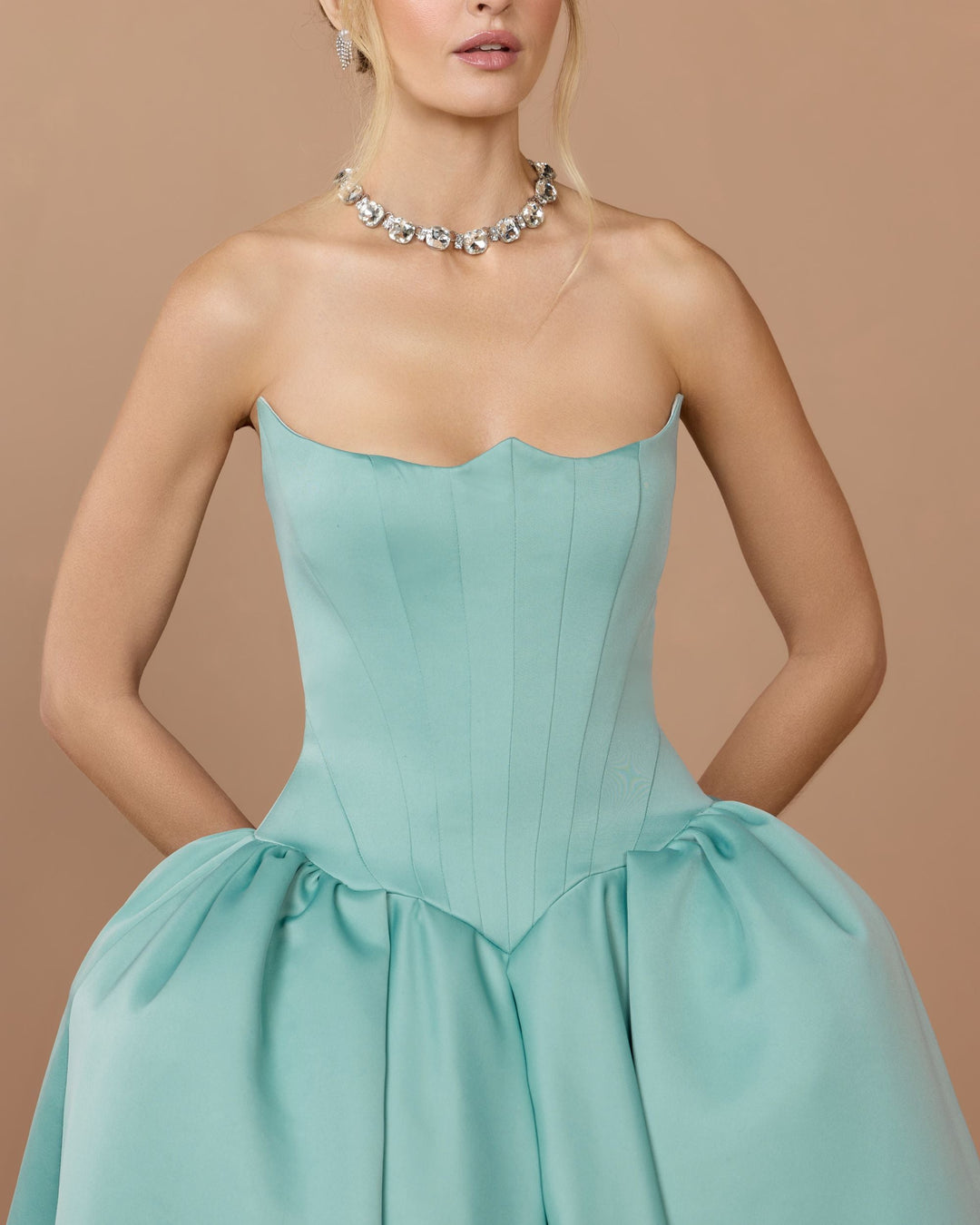 Mac Duggal 21259 Strapless Satin Corset Ball Gown