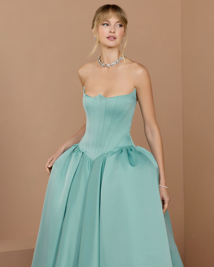Mac Duggal 21259 Strapless Satin Corset Ball Gown