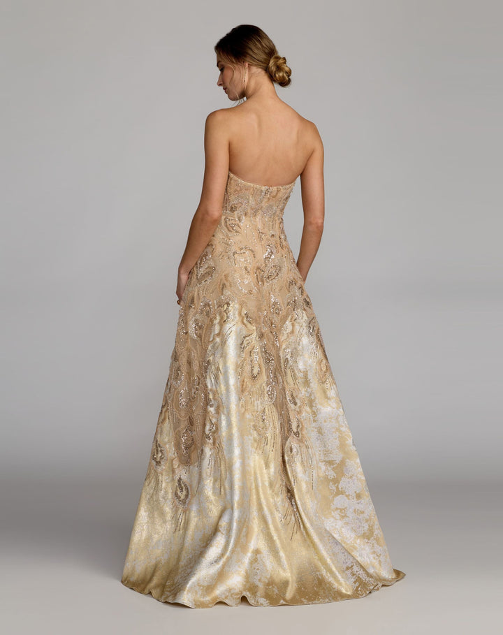 Mac Duggal 21305 Strapless Embellished Brocade A-Line Gown