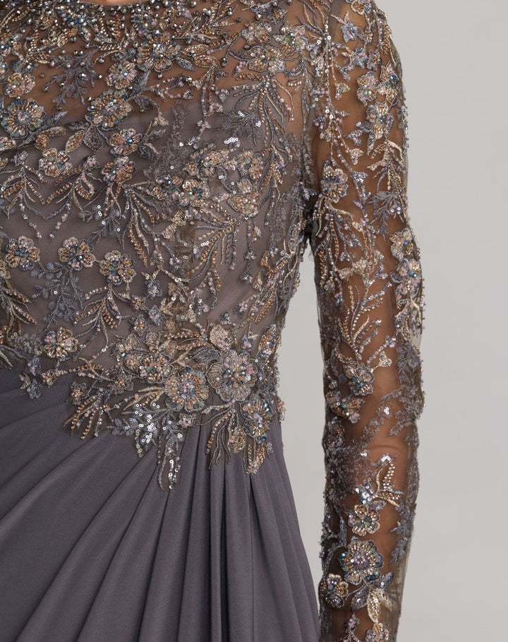 Mac Duggal 21328 Embroidered Long Sleeve Jersey Gown