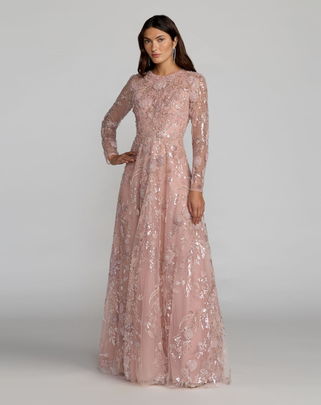 Mac Duggal 21366 Embellished Long Sleeve Evening Gown