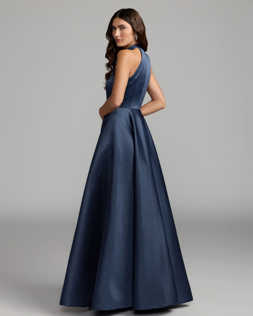 Mac Duggal 21415 Floral Sequin Appliqué Halter Ball Gown