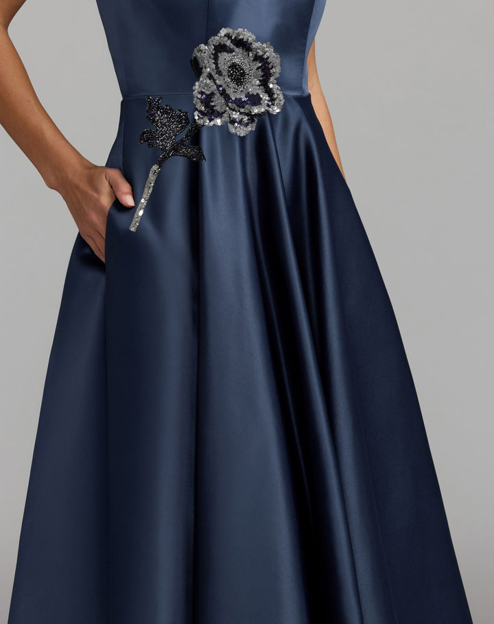 Mac Duggal 21415 Floral Sequin Appliqué Halter Ball Gown