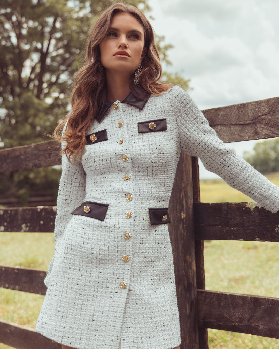 Mac Duggal 21421 Long Sleeve Button Up Collared Mini Dress
