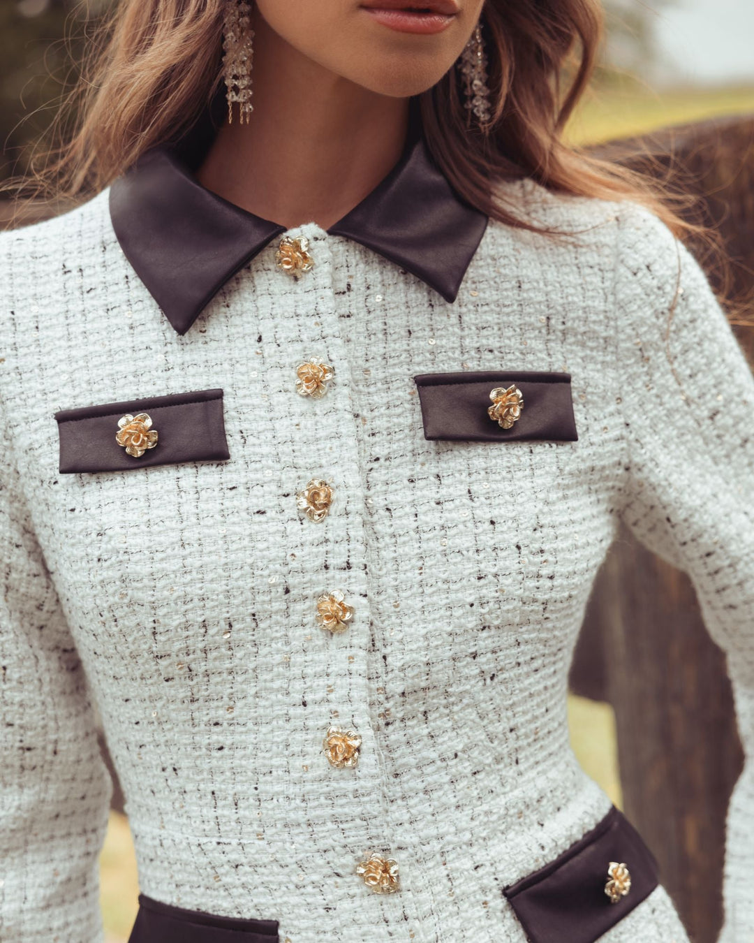 Mac Duggal 21421 Long Sleeve Button Up Collared Mini Dress