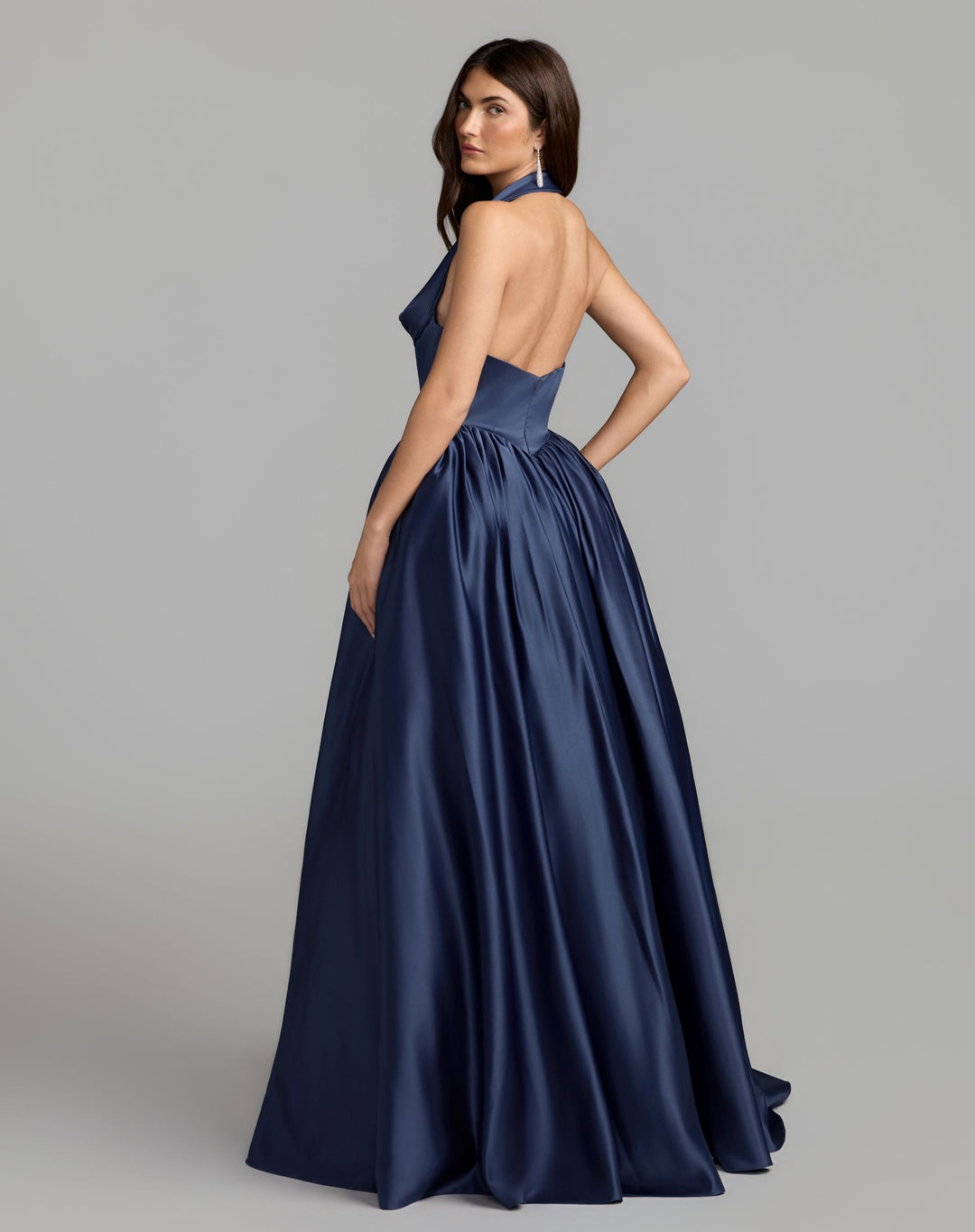 Mac Duggal 21501 Sleeveless Open Back Satin Ball Gown