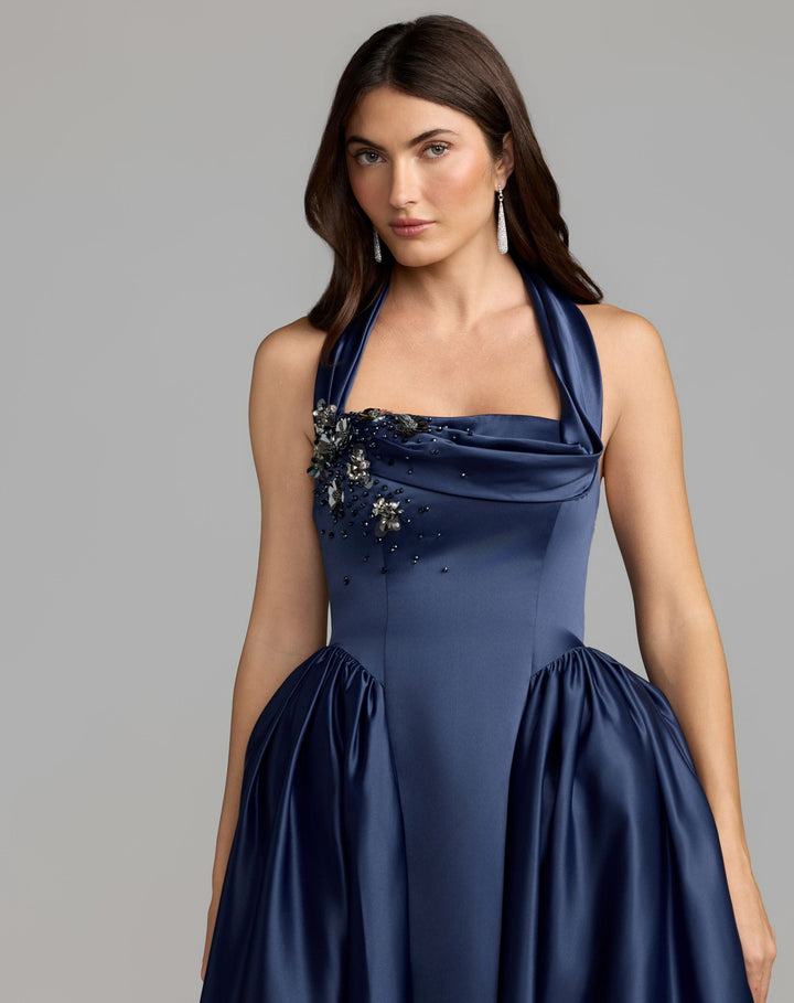 Mac Duggal 21501 Sleeveless Open Back Satin Ball Gown