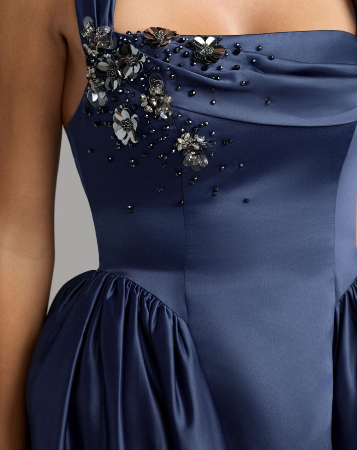 Mac Duggal 21501 Sleeveless Open Back Satin Ball Gown