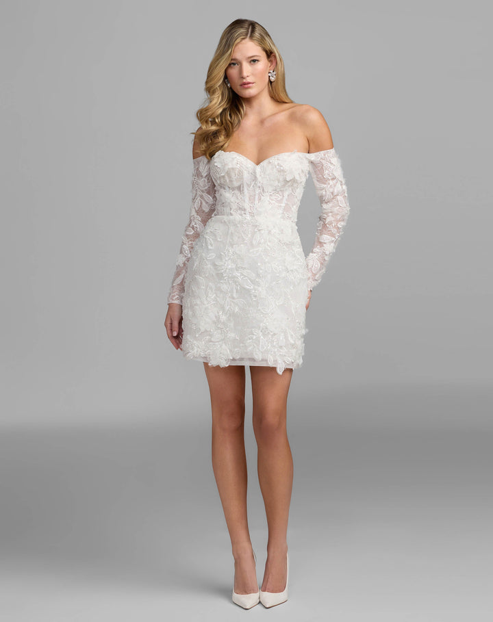 Mac Duggal 21541 Floral Lace Off Shoulder Mini Dress