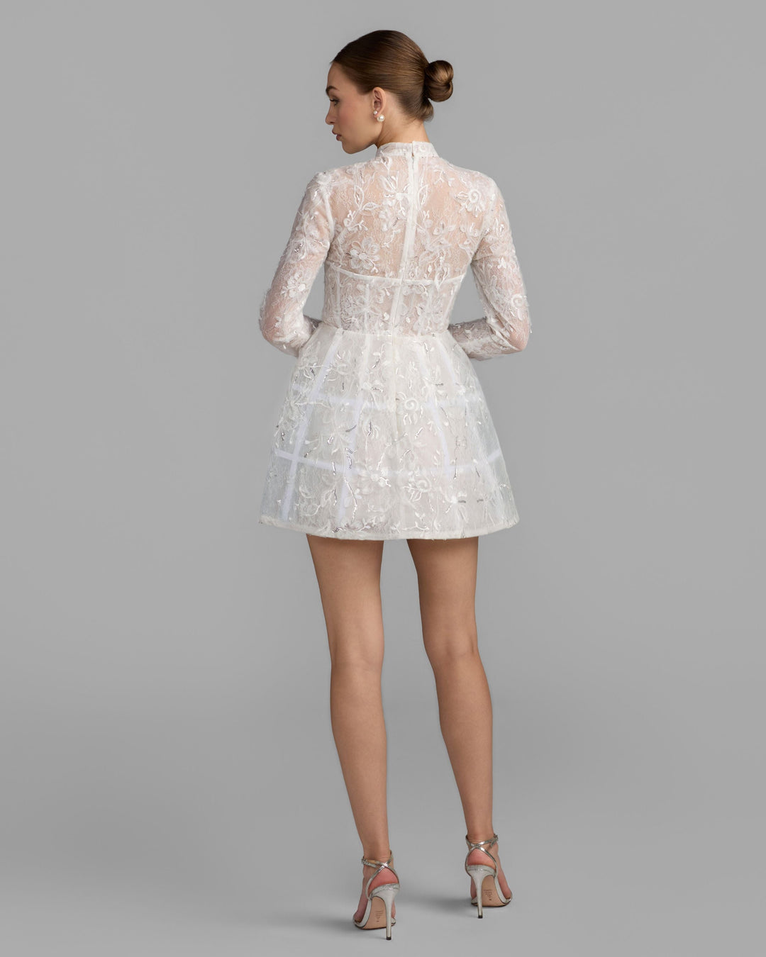 Mac Duggal 21542 Long Sleeve Lace A-Line Mini Dress