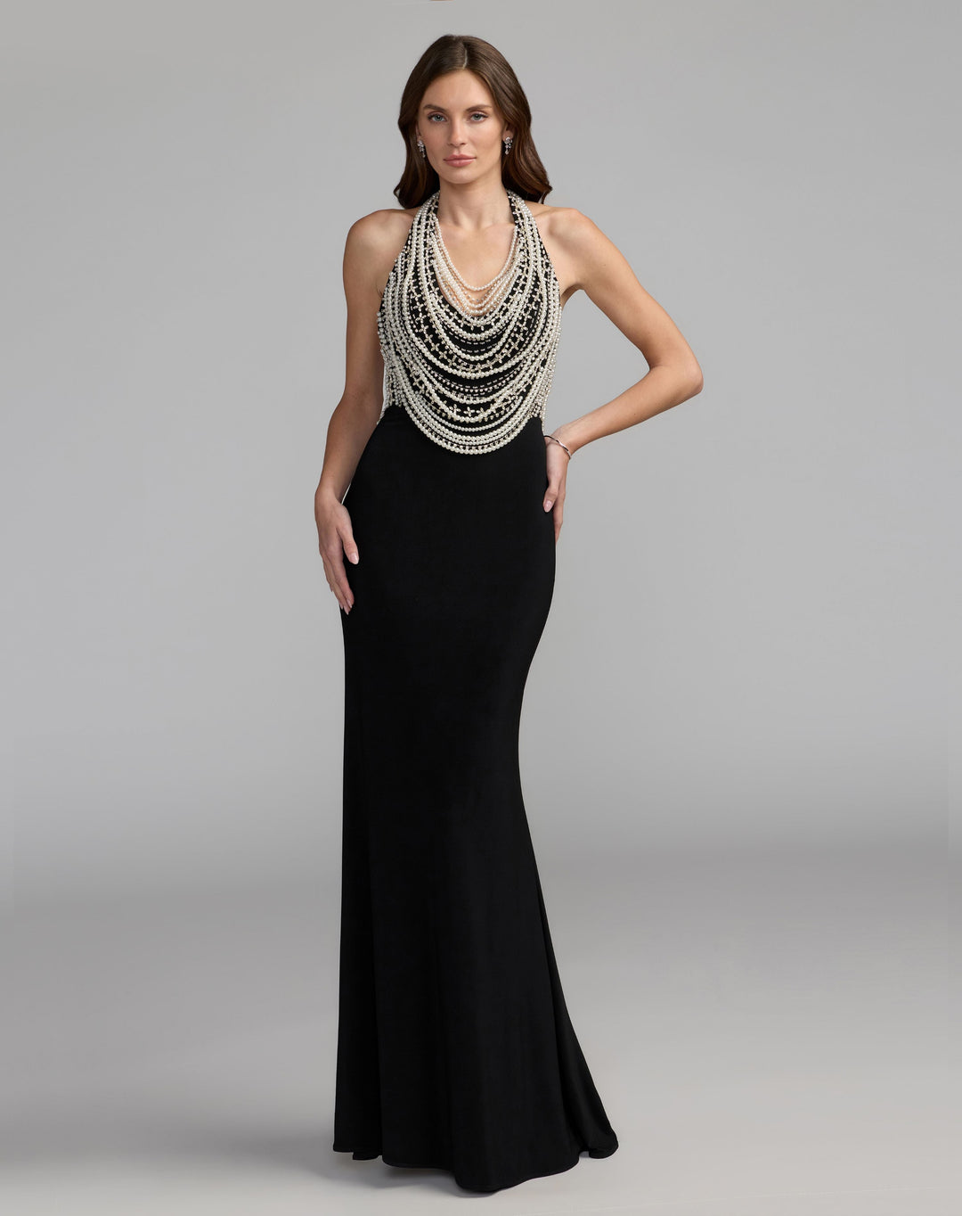 Mac Duggal 2374 Beaded Halter Neck Jersey Gown