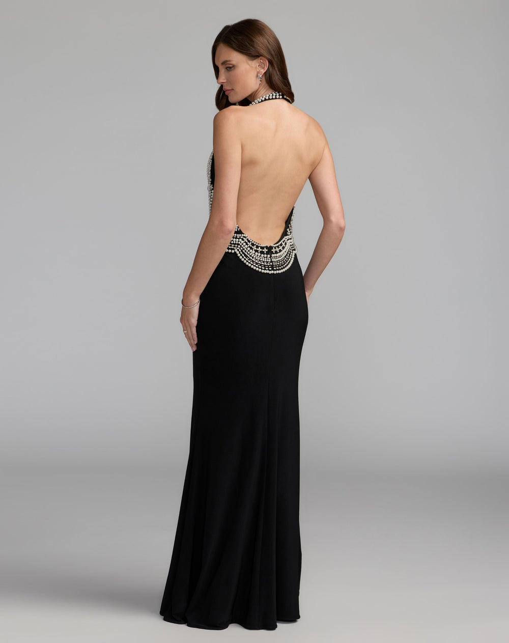 Mac Duggal 2374 Beaded Halter Neck Jersey Gown