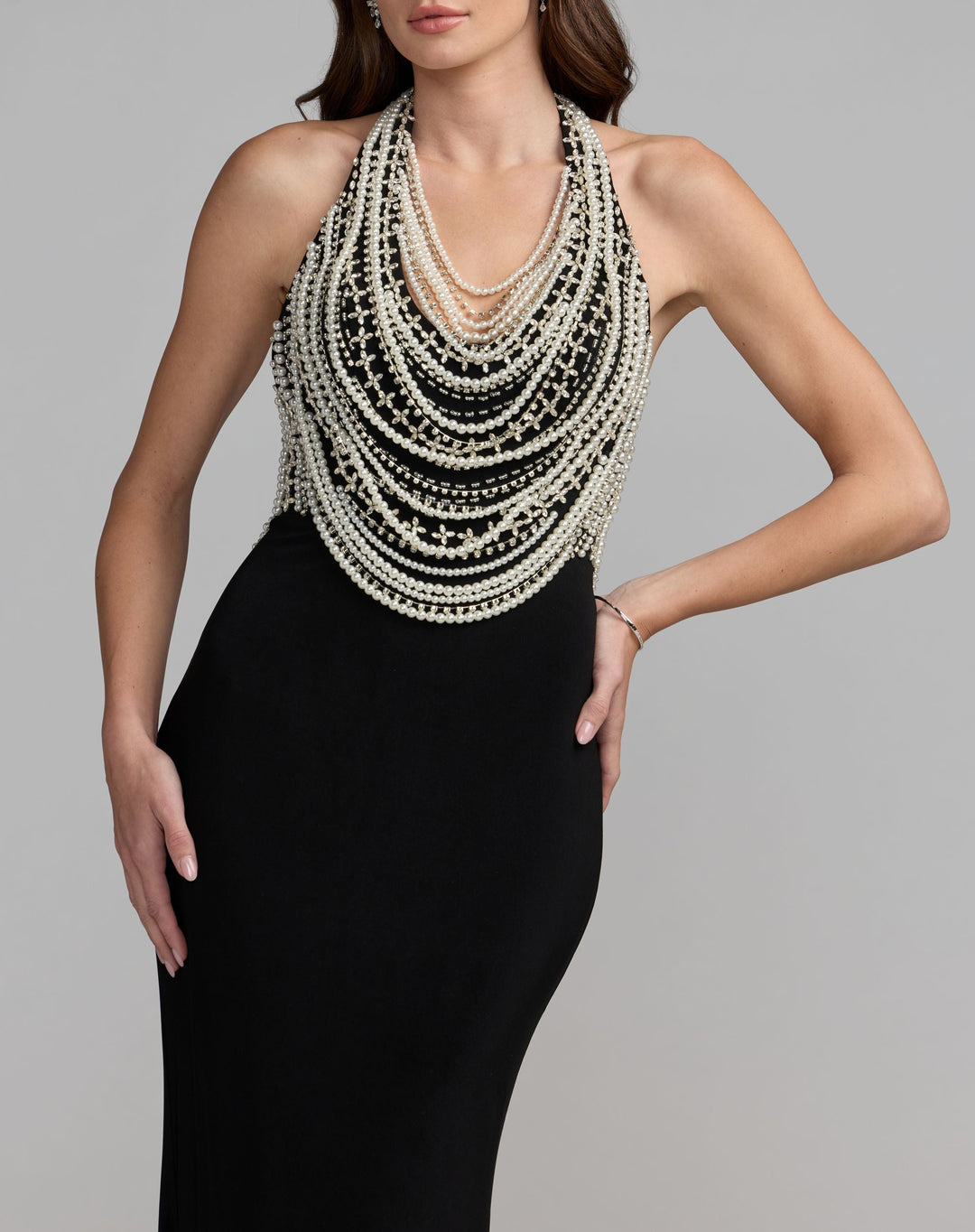 Mac Duggal 2374 Beaded Halter Neck Jersey Gown