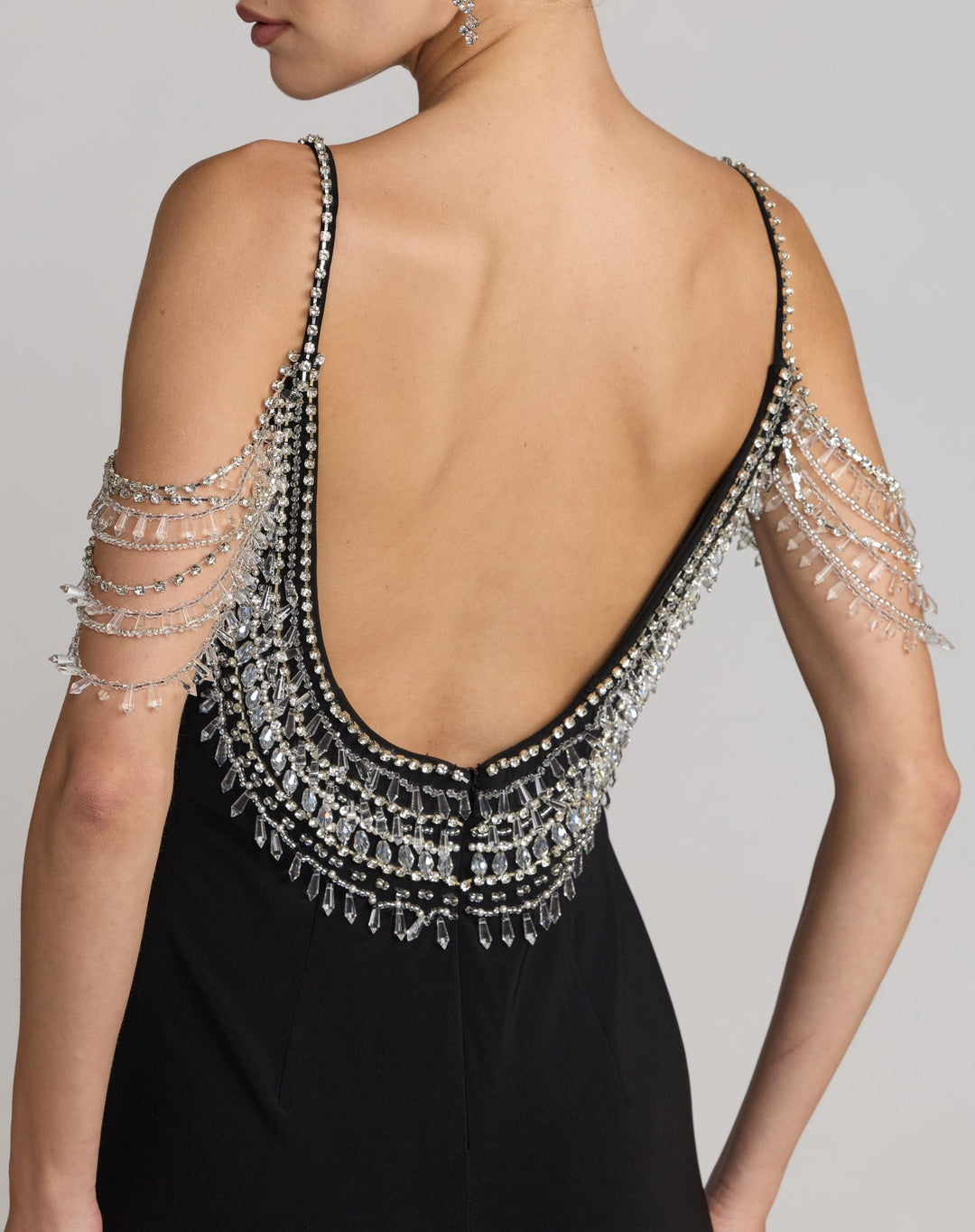 Mac Duggal 2375 Beaded Jersey Scoop Back Gown with Slit