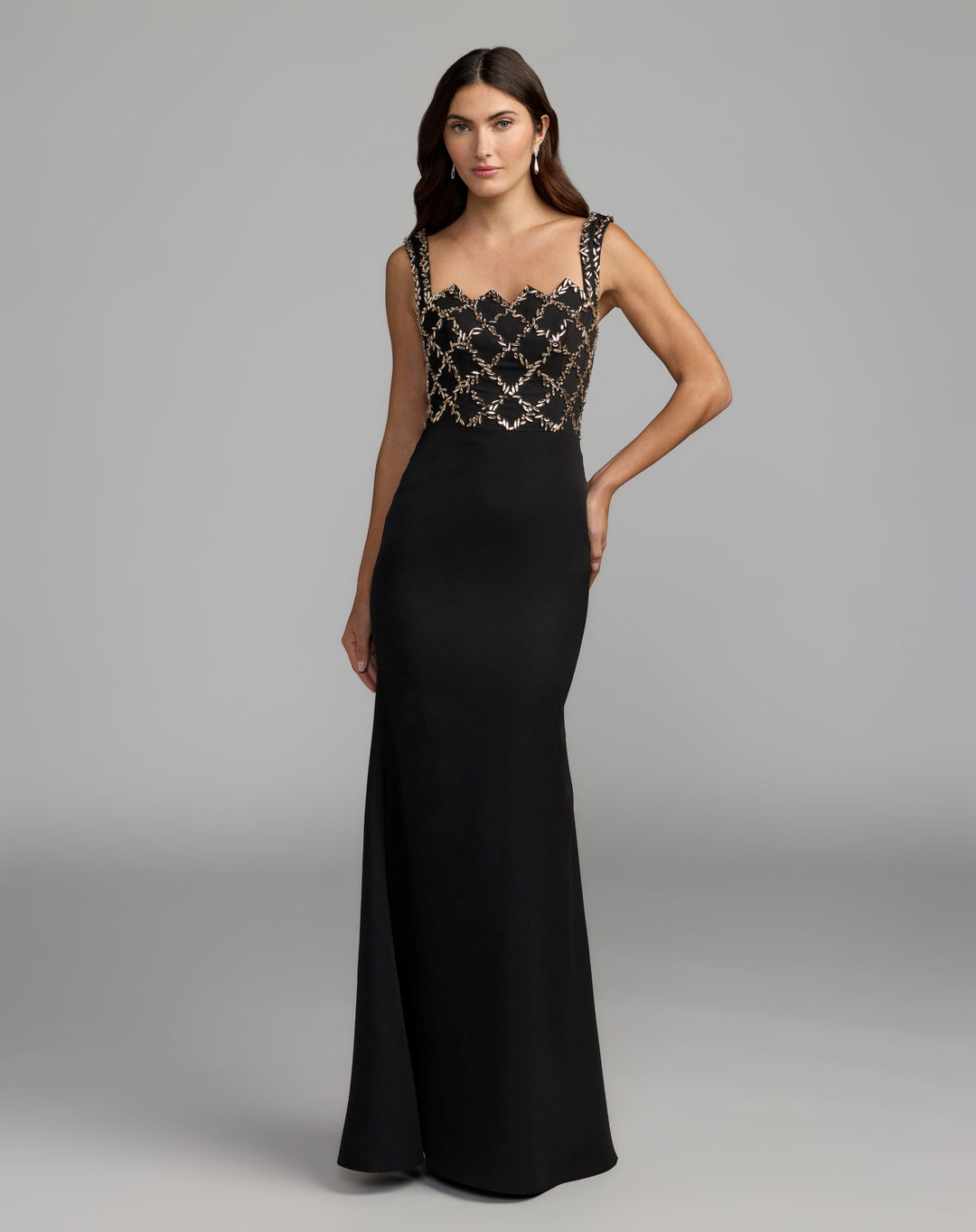 Mac Duggal 2416 Embellished Square Neck Column Gown