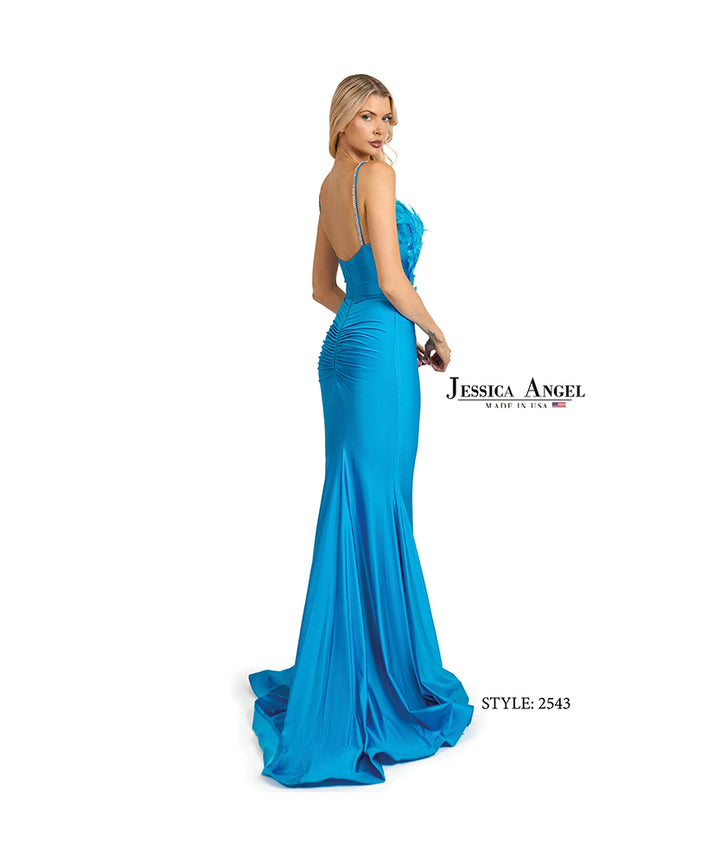 Jessica Angel 2543 embellished bodice jersey mermaid gown back view