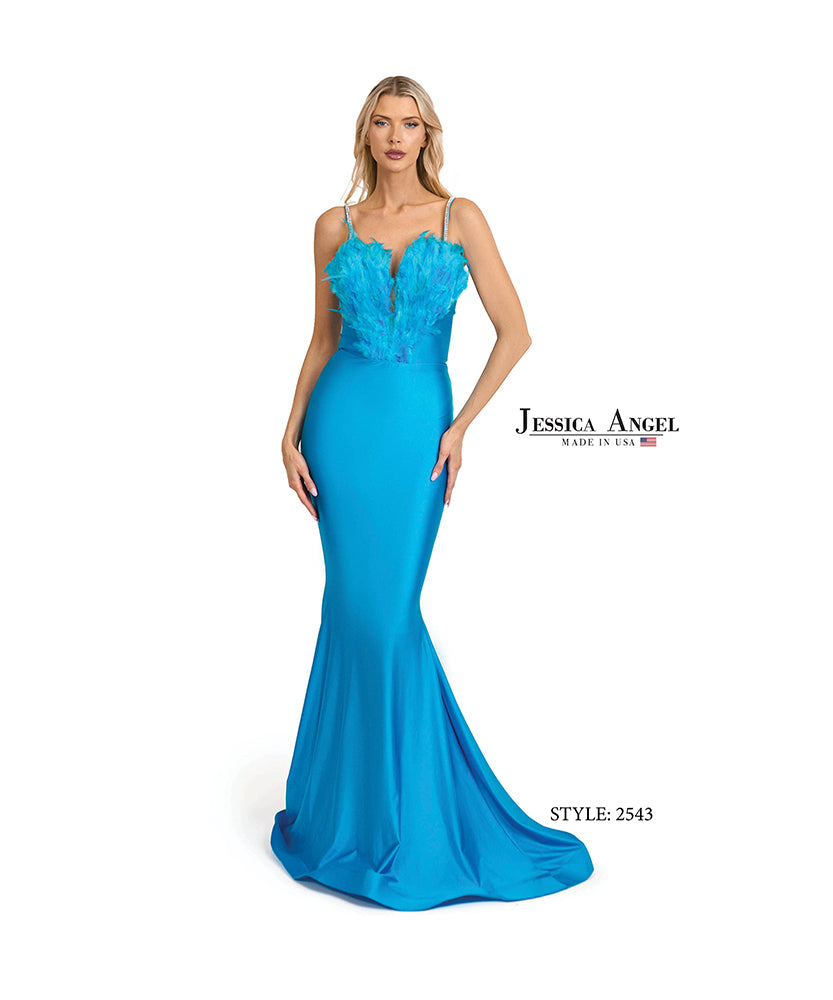 Jessica Angel 2543 embellished bodice jersey mermaid gown front view