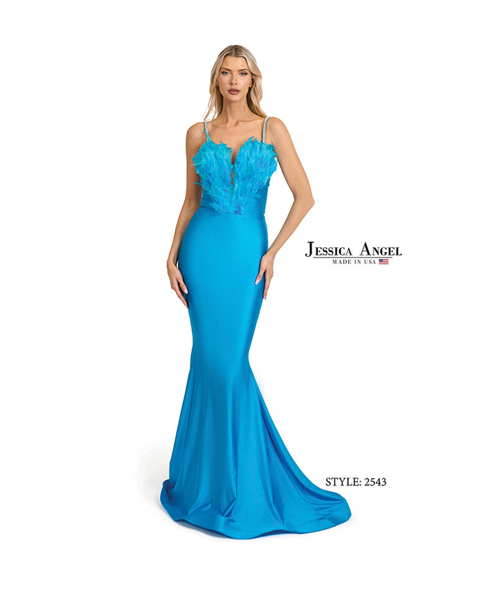 Jessica Angel 2543 embellished bodice jersey mermaid gown front view