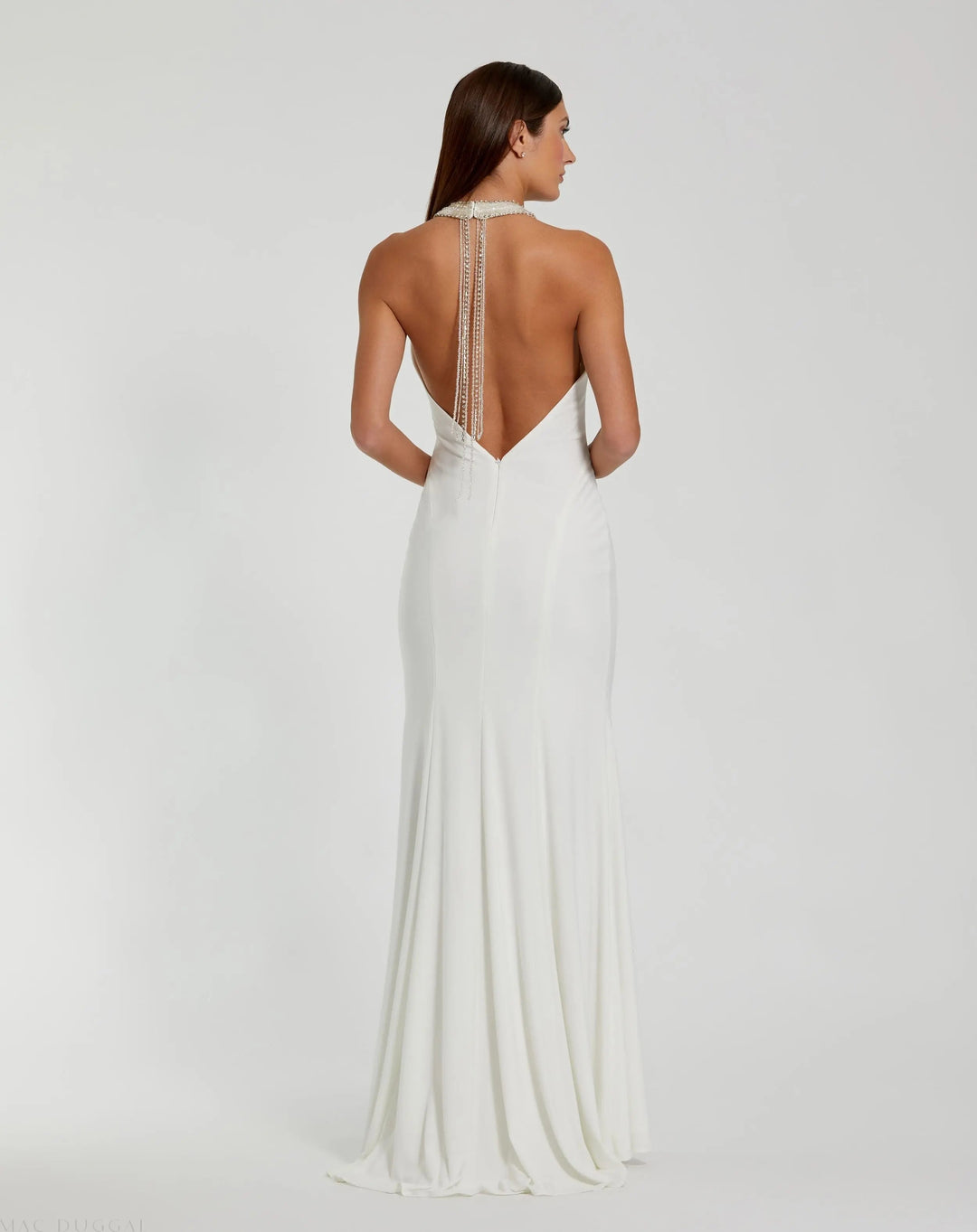 Mac Duggal 25572 Beaded Halter Jersey Gown