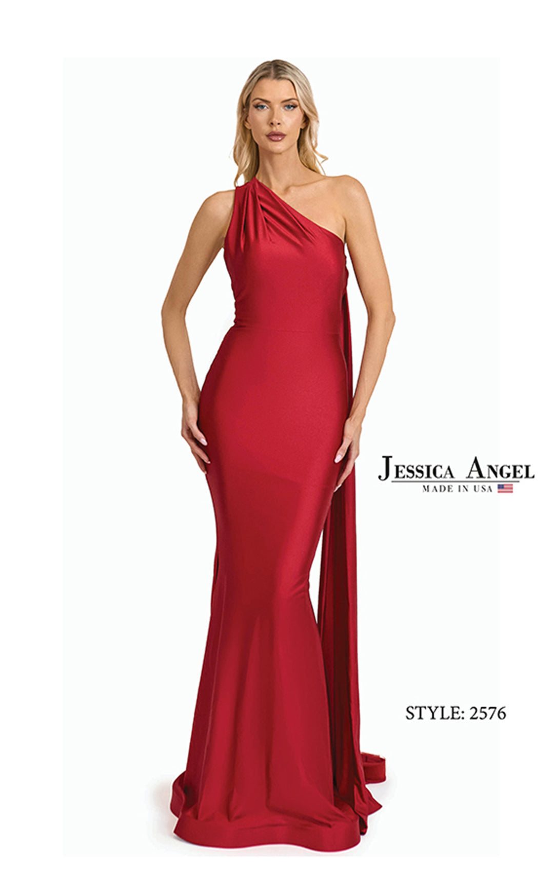Jessica Angel 2576 one shoulder mermaid gown front view