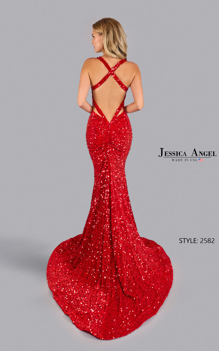 Jessica Angel 2582 crisscross back mermaid gown back view