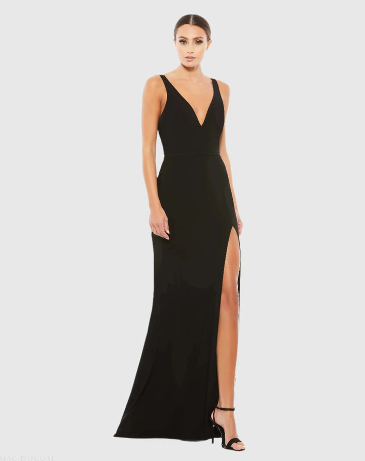 Mac Duggal 25846 Plunge Neck High Slit Gown